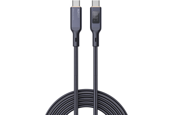 AUKEY Cable USB-C-to-C,LCD Display CB-MCC102 1.8m,Nylon Braided, 100W,Bl.