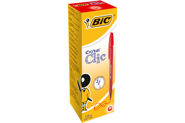 BIC Kugelschr. Cristal Clic 1mm 850734 rot 20 Stück