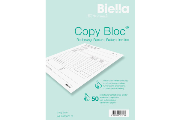 BIELLA Rechnung COPY-BLOC D/F A6 51362500U selbstdurchschreib. 50x2 Blatt