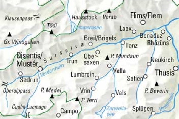 KÜMMERLY Wanderkarte 259022207 Surselva-Valsertal 1:60'000