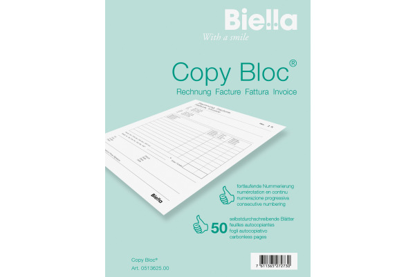 BIELLA Rechnung COPY-BLOC D/F A6 51362500U selbstdurchschreib. 50x2 Blatt