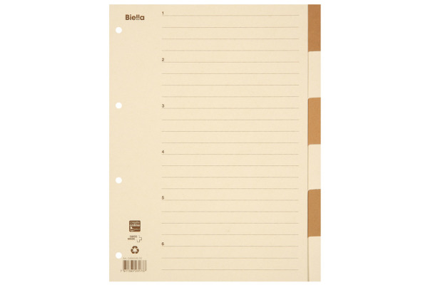 BIELLA Register Karton braun A4 46444600U 6-teilig