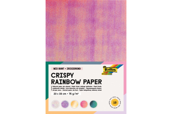 FOLIA Regenbogenpapier 75g,23x33cm 310409 Crispy, Mix Bunt