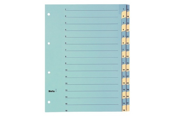 BIELLA Kartonregister 210g A4 46244300U blau/gelb 1-31