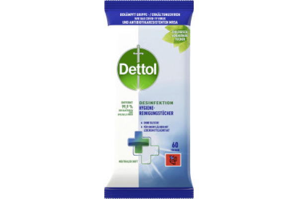 DETTOL Hygiene Reinigungstücher 3193971 neutraler Duft 60 Stück