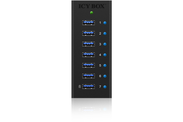 ICY BOX 7 Port Hub USB 3.0 IBAC618 robust alluminium black