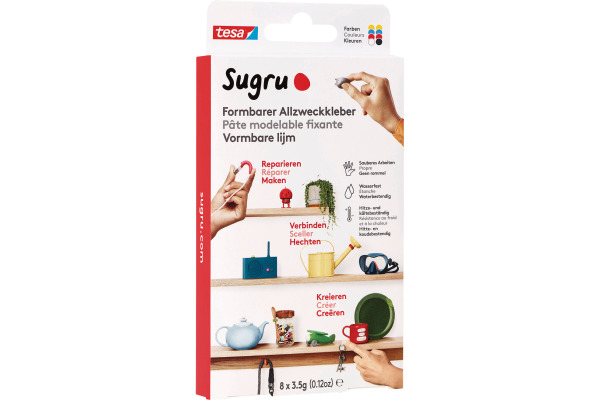 TESA Klebeknete Sugru 8 412840000 rot,blau,gelb,schw,ws 3x3.5g