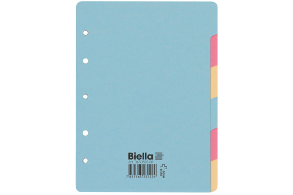 BIELLA Kartonregister A5 46052600U pastell 6-teilig