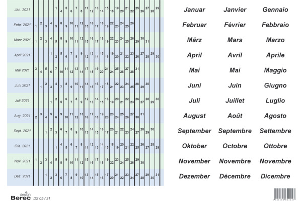 BEREC Datumsstreifenset 2024 DS05/24 selbstklebend 5-Tage-Woche