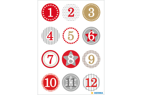 HERMA Sticker Adventskalender 15254 bunt 24 Stück/2 Blatt