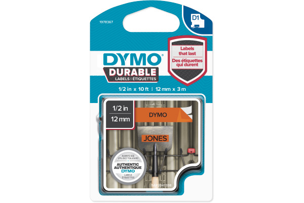 DYMO D1 Vinyl Band 12mmx3m 1978367 schwarz/orange