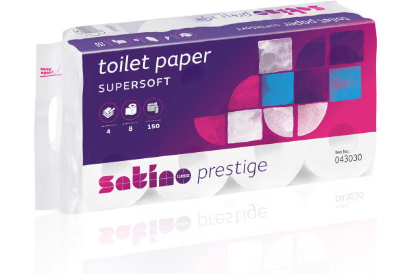 SATINO Toilettenpapier Prestige 043030 4-lagig, 8 Rollen, hochweiss