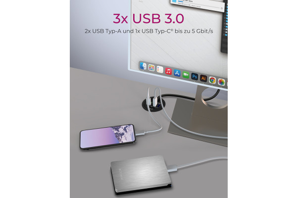 ICY BOX In-Desk USB Hub 60 mm black IB-HUB14A 2x USB 3.0, USB-C, 3,5mm, SD