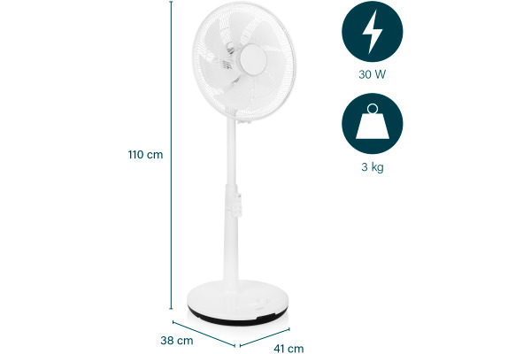 PRINCESS Standventilator 40cm 135845001 weiss, Smart, höhenverstellbar