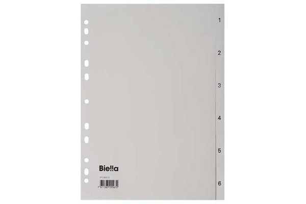 BIELLA Register PP grau A4 47140600U 1-6, Vollformat