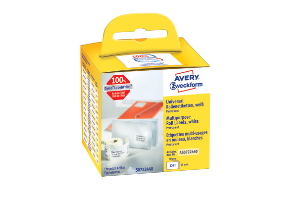 AVERY ZW. Universal-Etiketten 70x54mm AS0722440 weiss, Rolle 320 Stück