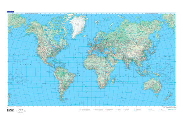 KÜMMERLY Plano-Weltkarte 87.5x51cm 325994083 physikalisch 1:50 Mio.