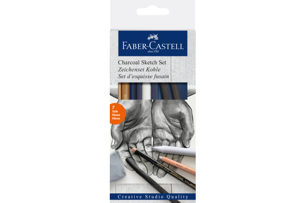 FABER-CA. Zeichenset Kohle 114002 Pastell weiss medium, 7 Stk