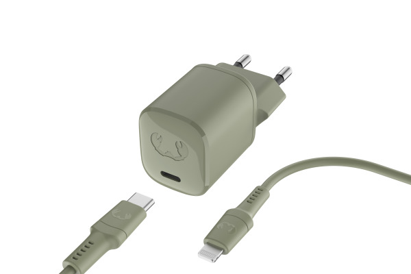 FRESH'N R Charger USB-C PD Dried Green 2WCL20DG + Lightning Cable 1.5m 20W