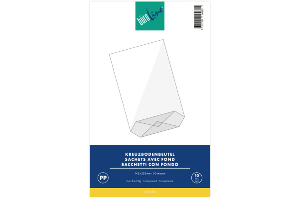 BÜROLINE Kreuzboden Beutel 145×235mm 423004 transparent 10 Stück