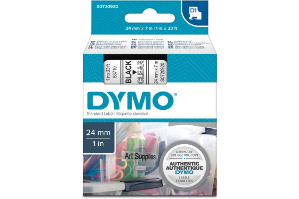 DYMO Schriftband D1 S0720920 schwarz/transp. 24mm/7m