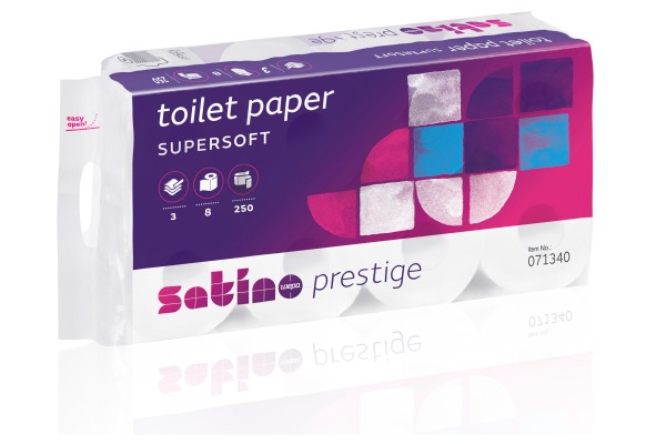 SATINO Toilettenpapier Satino Prestig 572051 3-lagig, 8 Rollen à 250 Blatt