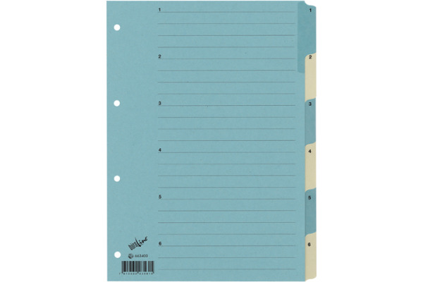 BÜROLINE Kartonregister A4 663400 blau/beige 1-6