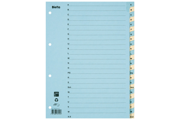 BIELLA Register Karton blau/gelb A4 46244400U A-Z 210g
