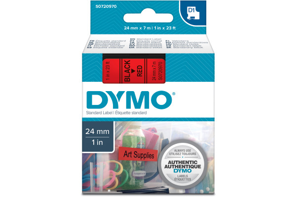 DYMO Schriftband D1 S0720970 schwarz/rot 24mm/7m