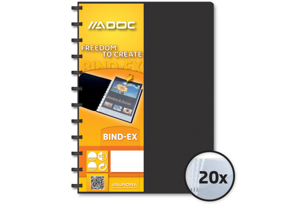 ADOC Sichtbuch Standard A4 5822.700 schwarz 20 Taschen