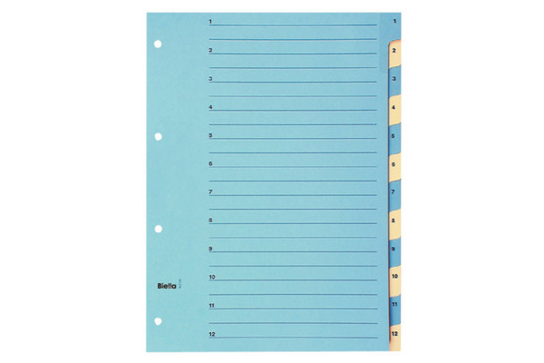 BIELLA Kartonregister 210g A4 46244100U blau/gelb 1-12