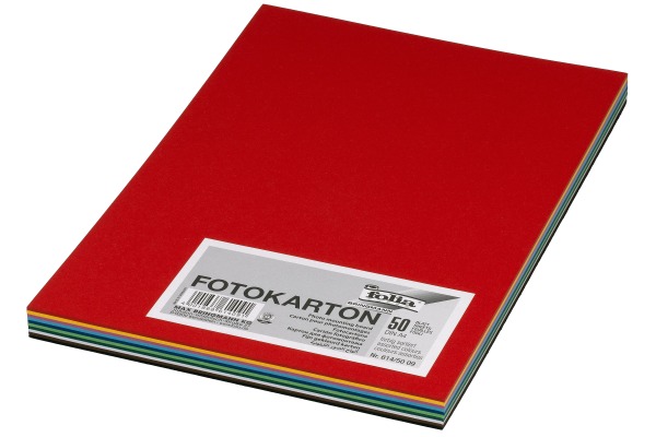 FOLIA Fotokarton A4 614/50 09 ass. 50 Blatt, 300g