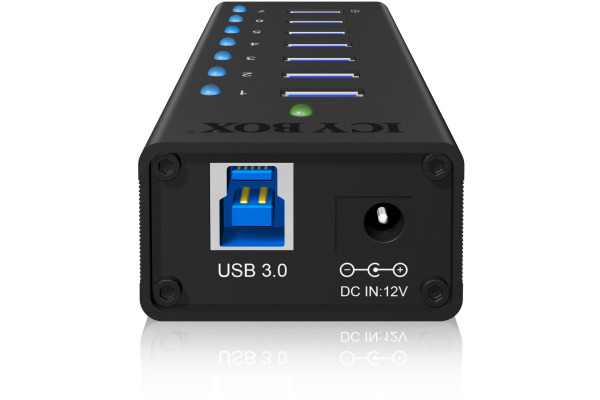 ICY BOX 7 Port Hub USB 3.0 IBAC618 robust alluminium black