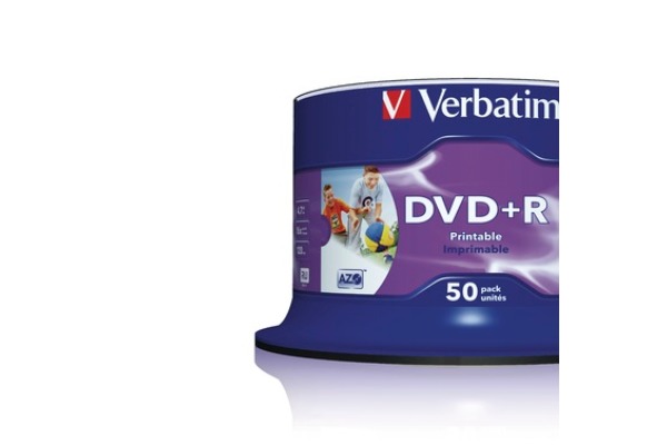 VERBATIM DVD+R Spindle 4.7GB 43512 1-16x print wide 50 Pcs