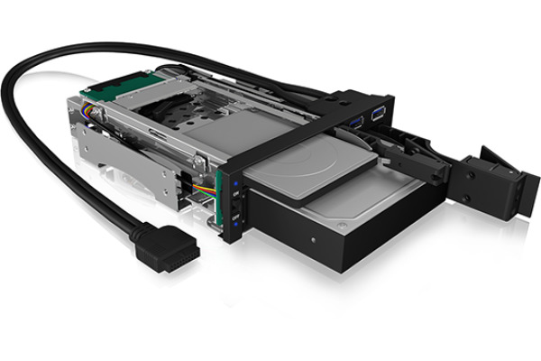 "ICY BOX Frame, 1x 2,5""+1x 3,5"" zu" "IB-174SSK 2xSATA,für 5,25"" Einschub"