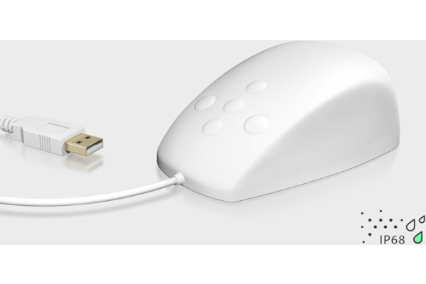 KEYSONIC Wasserdichte Maus, USB, KSM-3020M IP68, Scrollen mit Touch, wht