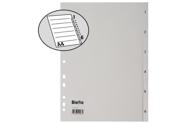 BIELLA Register PP grau A4 47140600U 1-6, Vollformat