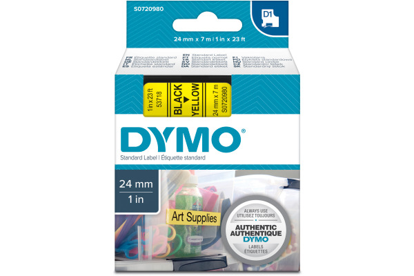 DYMO Schriftband D1 schwarz/gelb S0720980 24mm/7m