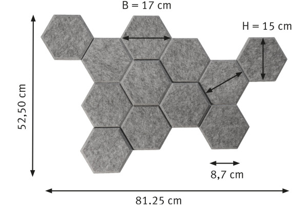 APOLLO Akustik-Waben 17x15cm VAWB15/5 grau 12 Stück