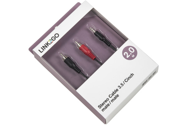 LINK2GO Stereo Cable, 3.5-Cinch SC2113KBB male/male, 2.0m