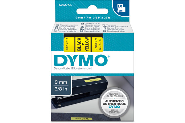 DYMO Schriftband D1 schwarz/gelb S0720730 9mm/7m