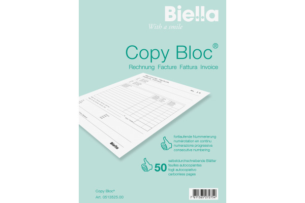 BIELLA Rechnung COPY-BLOC D/F A5 51352500U selbstdurchschreib. 50x2 Blatt