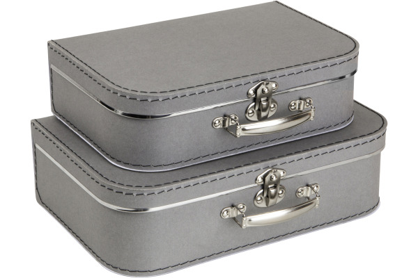 BIGSO BOX Aufbewahrungsbox Suitcase 503254133 grau 2er-Set