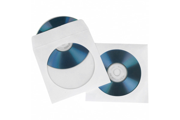 BÜROLINE CD/DVD-Hüllen 124x124mm 107955 weiss, 90g 100 Stück