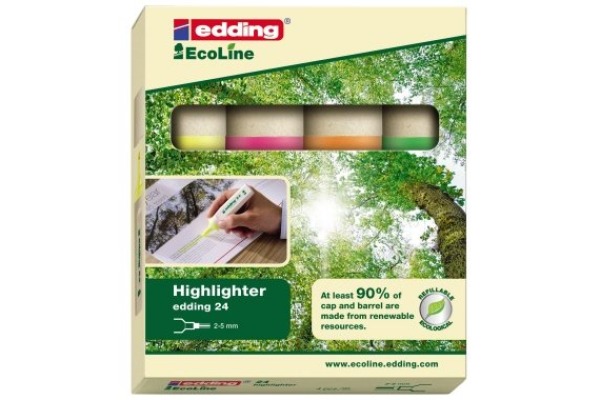 EDDING EcoLine Textmarker 24 2-5mm 24-E4 4-farbig