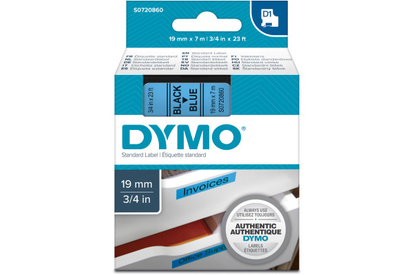 DYMO Schriftband D1 S0720860 schwarz/blau 19mm/7m