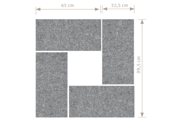 APOLLO Akustik-Wandpaneelen 65x33cm VAWP65/5 grau 4 Stück