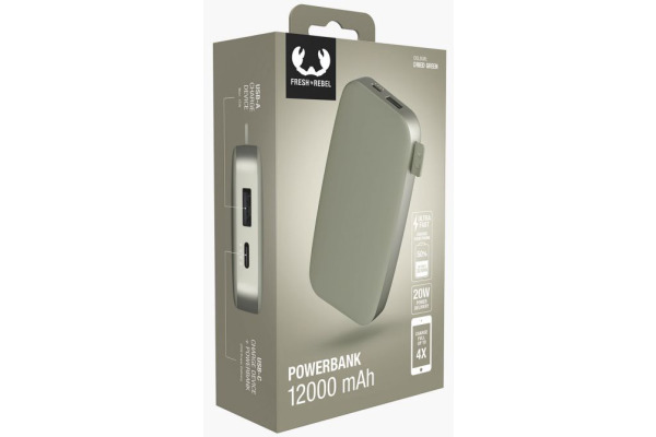 FRESH'N R Powerbank 12000 mAh USB-C UFC 2PB12100D Dried Green 20W PD