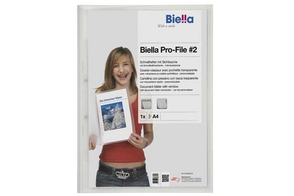 BIELLA Schnellhefter Pro-File #2 A4 16440203U transp.,PP,Sichttasche 80 Bl.