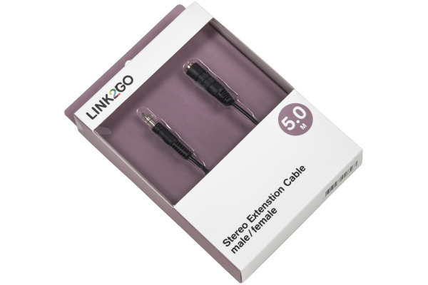 LINK2GO Stereo Extenstion Cable SC3111PBB male/female, 5.0m